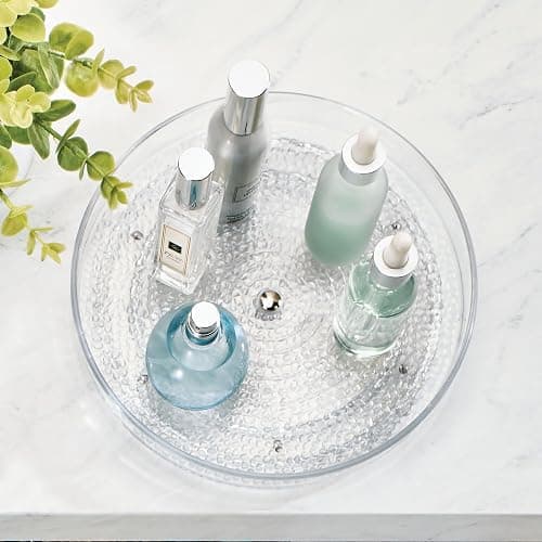 iDesign The Rain Collection Lazy Susan Turntable Organizer, 9" x 9" x 1.5", Clear thumbnail 7