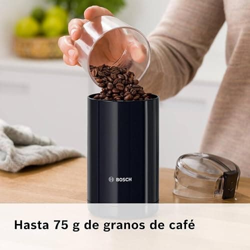 Bosch - Molinillo de café eléctrico, 180 W, capacidad 75 gramos, negro, TSM6A013B thumbnail 2