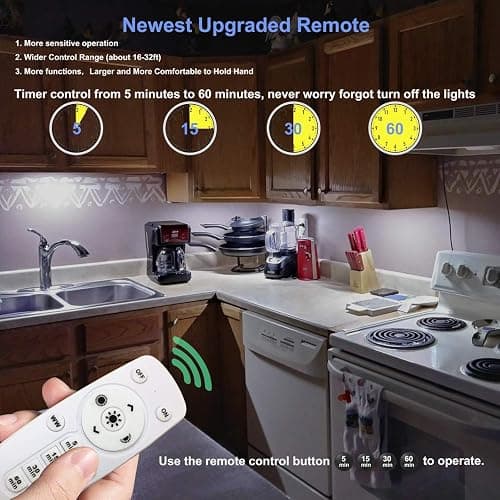 LDOPTO Battery Operated Lights Wireless Under Cabinet LED Closet Lighting Under-Counter Light fixtures Without Wiring with Remote/Touch Control for Kitchen Shelf Hallway Stairs, 3 Colors 3 Pack thumbnail 6
