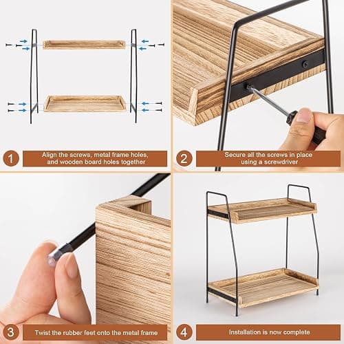 ANBOXIT Coffee Station Organizer for Countertop, 2 Tier Coffee Bar Accessories and Organizer, Wooden Kitchen Storage & Organisation, Countertop Organiser for Kitchen, Home, Office - Brown thumbnail 5
