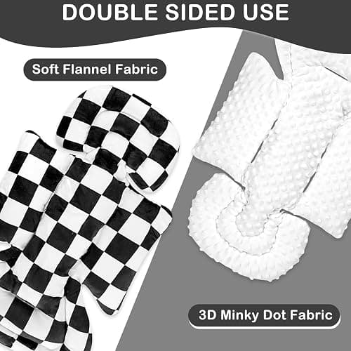 DILIMI Infant Car Seat Insert, Baby Car Seat Head Support with 3 Strap Paddings, Soft Newborn Car Seat Cushion for Stroller, Swing, Bouncers, Black Checkered thumbnail 5