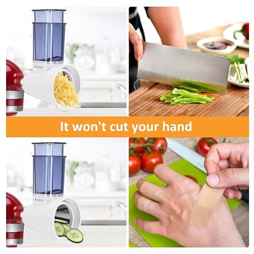 Slicer Shredder Attachment for Kitchenaid Stand Mixer, Salad Machine with Vegetable Slicer, Salad Maker, Food Slicers Cheese Grater Attachments for Kitchenaid Mixer Dishwasher Safe By Airpro,Blue thumbnail 5