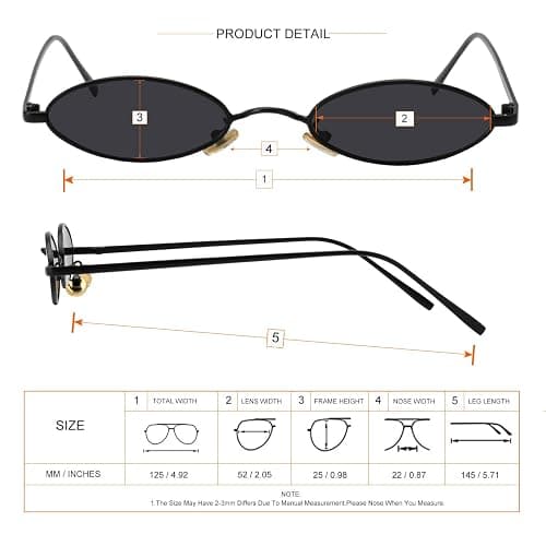 MEETSUN Vintage 90s Small Oval Sunglasses For Women Men Metal Frames Designer Gothic Glasses thumbnail 5