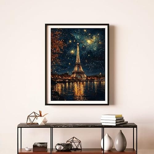 5D Diamond Painting Kits for Adults, Landscape Eiffel Tower Diamond Art Kits for Adults Beginner, DIY Full Drill Diamond Dot Gem Painting for Home Wall Decor 12x16inch thumbnail 2