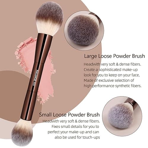 MAANGE 20 Pcs Makeup Brushes with Gift Box, Double-End Multi-functional Makeup Brushes for Blending Liquid Powder Concealer Cream Blush Buffe,CoffeeBrown thumbnail 5