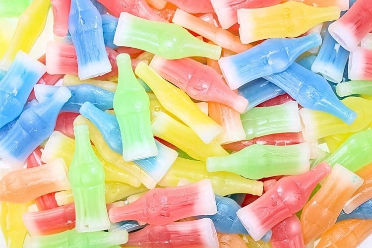Grandys Candys Nik-L-Nips Vintage Wax Bottle Candy Drinks Filled with Flavored Syrups (Cherry, Orange, Lemon, Blue Raspberry, and Green Apple Flavors) 2 Pounds thumbnail 2
