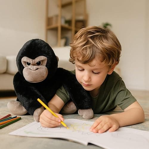 WEIGEDU Black Gorilla Stuffed Animals, Gorilla Apes Plush Toys for Boy Girl Kids Birthday, 12 inches thumbnail 7