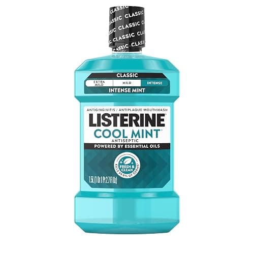 Listerine Cool Mint Intense Antiseptic Mouthwash, Daily Oral Rinse Kills 99.9% of Germs that Cause Bad Breath, Plaque and Gingivitis. For a Fresh, Clean Mouth, Intense Mint Flavor, 1.5 L - Image 1