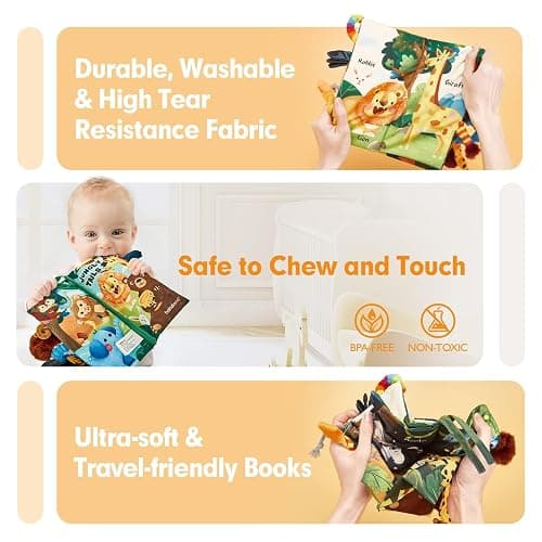 hahaland Baby Books 0-6 Months,Infant Tummy Time Toy Sensory Toys 6 to 12 Months Touch Feel Book Travel Toy Gifts for Boy Girl 0-3 Month Baby Shower Christmas Birthday Gifts Stocking Stuffers (Single) thumbnail 4