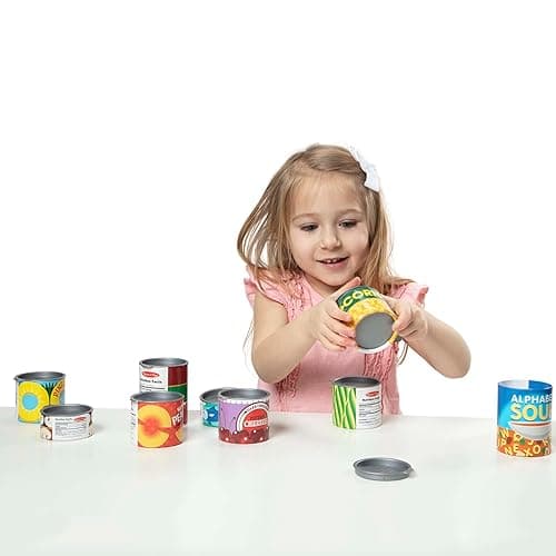 Melissa & Doug Let's Play House, 10 Grocery Cans with Removable Lids, Toy Food & Play Kitchen Accessories, Preschool Learning Toys for Girls & Boys 3+ thumbnail 3