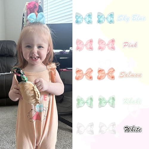 CÉLLOT 40PCS 4.5 Inch Hair Bows for Girls Toddler Hair Accessories in Pairs | Grosgrain Ribbon with Alligator Clips for Baby Girls Toddlers Kids | Back to School | Easy to Use Non-Slip thumbnail 5