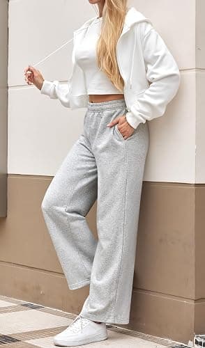 JEKAOYI Womens Sweatpants Wide Leg Drawstring Workout Casual Baggy Pants High Waist with Pockets thumbnail 3