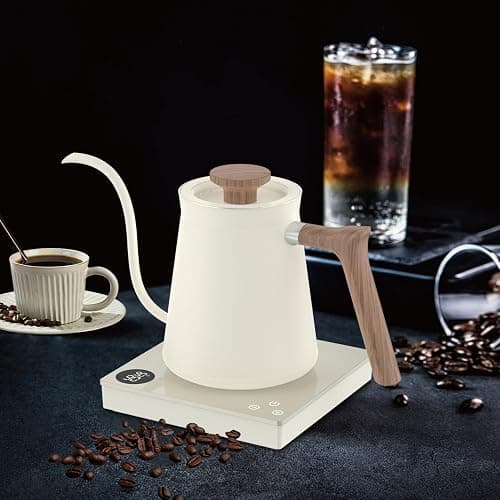 0.6L Gooseneck Electric Coffee Kettle with 40~100℃ Temperature Adjustable, 1000W Fast Boiling, 304 Stainless Steel Mini Brew Coffee Kettle, Tempered Glass Touch Control Panel, High Grade thumbnail 2