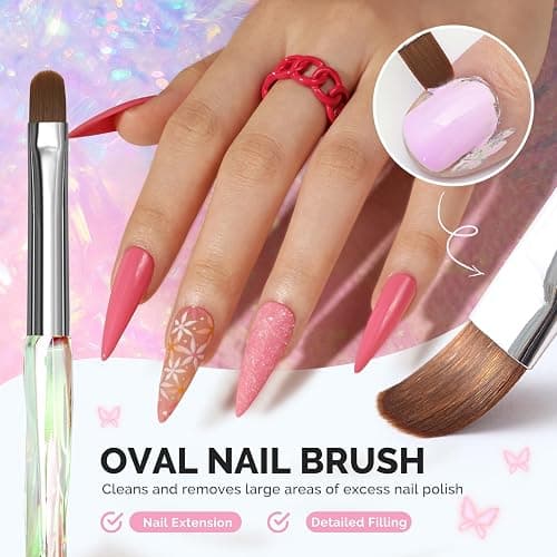 MelodySusie 4Pcs Nail Brush Kit, Flat/Oval/Angled/Carved Brushes Design for Gel Nail Art, Polish Application and Clean Up, Professional Manicure Tool Nail Brushes for DIY Home Salon Use thumbnail 5
