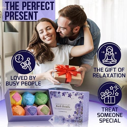 Bath Bombs Gift Set - Ultra Bubble XXL Fizzies (6 x 4.1 oz) with Natural Dead Sea Salt Cocoa and Shea Essential Oils, The Best Birthday Gift Idea for Her/Him, Wife, Girlfriend, Women, Kids thumbnail 2