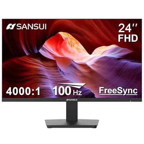 SANSUI Monitor 24 Inch 100Hz PC Monitor, HDMI VGA Ports VESA Mount, FHD Computer Monitor Ultra-Slim Ergonomic Tilt Eye Care for Home Office (ES-24F2, HDMI Cable Included) - Image 1