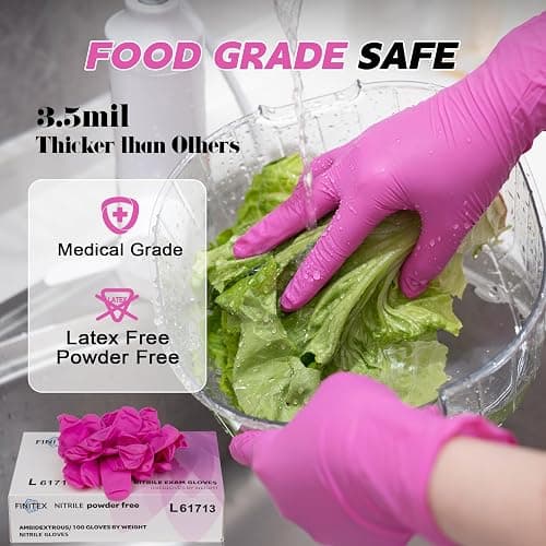 FINITEX Nitrile Disposable Latex-Free Gloves - 3.5mil 100PCS Powder-Free Latex Free Cleaning Medical Exam Food Gloves thumbnail 7