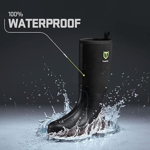 TIDEWE Rubber Neoprene Boots Men And Women, Waterproof Sturdy 6mm Neoprene Boot, Rain Boot Hunting Boot Arctic Outdoor Boot（Black, Brown & Next Camo G2） thumbnail 2