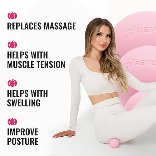 REVONS 3 in 1 Massage Ball Set - Lacrosse Balls for Myofascial Release, Back Pain Relief, Face Fitness, Trigger Points, Yoga, Physical Therapy, Muscle Recovery and Soft Deep Tissue Massage (Pink) thumbnail 4