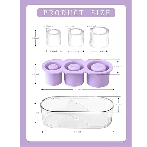 NOXETU Ice Mold for Stanley Cup 30/40 Oz - Easy Fill and Release Without Touching Ice, Silicone Ice Cube Tray with Clear Lid and Bin for Freezer, Whiskey, Cocktail (Purple) thumbnail 2