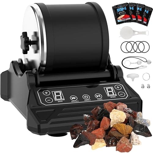 Acmeenjoy Rock Tumbler Kit Barrel Stone Polishing Machine with 9-Speed Motor & 9-Day Timer, Rock Polisher Machine for Kids & Adults, Includes Gemstones, Grits and DIY Tools - Image 1