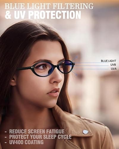 Bossace 1 Pack Oval Blue Light Glasses for Women, Lightweight TR90 Small Frame with Spring Hinge for All-Day Comfort, Anti UV Glare & Eyestrain thumbnail 5