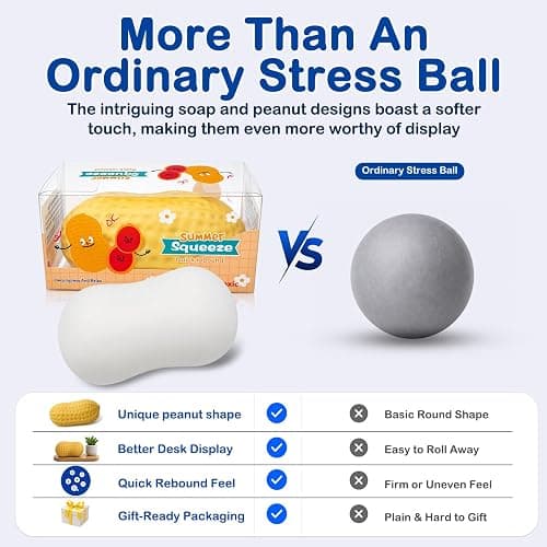 Tosgbv 2 Pack Crunchy Squishy Stress Ball, Peanut & Soap Block Flake Filled ASMR Fidget, Moldable Sensory Squeeze Toy with Premium Box, Party Favors & Gifts thumbnail 5