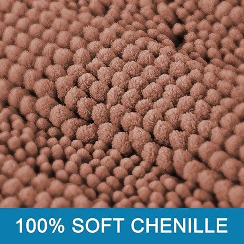 H.VERSAILTEX Bathroom Rug Set, 2 Piece Non Slip Thick Soft Chenille Striped Bath Mats, Muted Clay, 20" x 32"/17" x 24" thumbnail 3