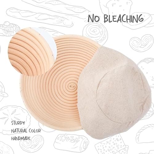 DOYOLLA Proofing Baskets for Sourdough Bread Making, Dough Proofing Bowls Kit with Cloth Liner + Scoring Lame + Scraper for Professional & Home Sourdough Bakers (Round,8.5 inch,Set of 2) thumbnail 2