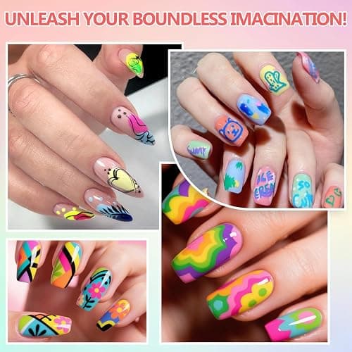 24 Colors Nail Art Pens Set, 3D Nail Polish Pens Quick-Drying Acrylic Paint Markers,For Nail Art Drawing Painting Nail Point Dotting Liner Pen, Nail Design Kit Manicure Tools Home & Salon DIY thumbnail 7