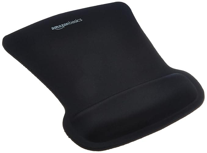 Amazon Basics Irregular Ergonomic Gel Computer Mouse Pad with Wrist Rest for Pain Relief, 10.1L x 8.1W inches, Black - Image 1