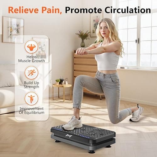 AXV Vibration Plate Fitness Platform Exercise Machine Vibrating Shaking Full Body Shaker Workout Vibrate Stand Shake Board Sport Gym for Weight Loss Fat Burner for Women Men thumbnail 3