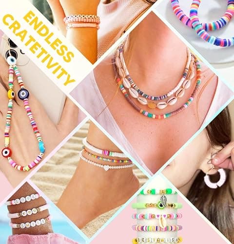 Dowsabel Clay Beads Bracelet Making Kit for Beginner, 5000 Pcs Preppy Polymer Clay Beads with Charms Kit for Jewelry Making, DIY Arts and Crafts Birthday Gifts Toys for Kids Age 6-13 thumbnail 2