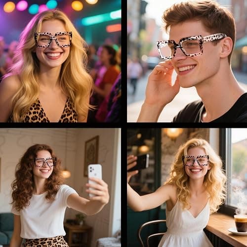 hoyuwak Oversized Square Blue Light Glasses Big Frame Computer Eyewear Thick Fashion Clear Glasses for Women Fashion thumbnail 7