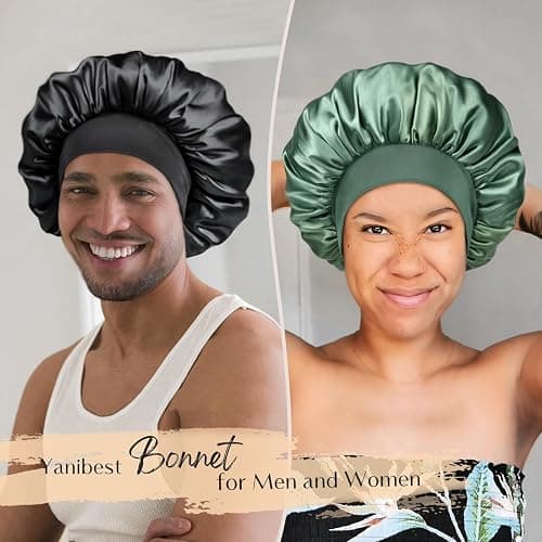 YANIBEST Silk Bonnet for Sleeping Women, Double Layer Hair Satin Bonnets with Elastic Band, Sleep Cap Curly Natural Hair thumbnail 3
