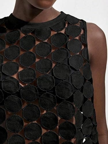 SHENHE Women's Sheer Tank Tops See Through Polka Dots Asymmetrical Top Summer Sleeveless Vest Shirts thumbnail 5
