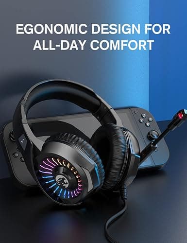 ZIUMIER Gaming Headset with Microphone, Compatible with PS4 PS5 Xbox One PC Laptop, Over-Ear Headphones with LED RGB Light, Noise Canceling Mic, 7.1 Stereo Surround Sound thumbnail 4
