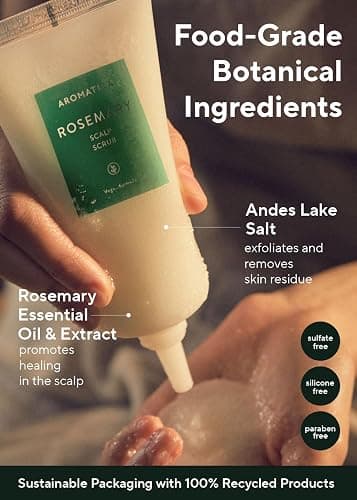AROMATICA Rosemary Scalp Scrub 5.82oz / 165g | Scalp Treatment, Scalp Exfoliator with Salt Hair Scrub for Oily Scalp, Dandruff, Build Up Remover thumbnail 5