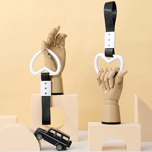 2 Pieces Rings Heart Shaped Car Handle Straps Drift Charm Rear Bumper Warning Ring Decor Subway Bus Broken Heart Handle for Car Interior(White) thumbnail 6