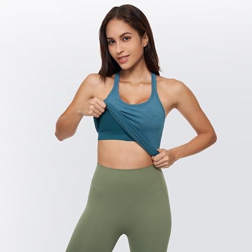 Yoga Racerback Tank Top for Women with Built in Bra,Women's Padded Sports Bra Fitness Workout Running Shirts thumbnail 2