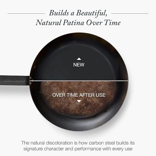 Merten & Storck Pre-Seasoned Carbon Steel 8” Frying Pan Skillet, Use on Induction, Stove and Grill, Durable, Even-Heating, for Searing, Grilling, Oven Use, and Campfire, Indoor/Outdoor thumbnail 3