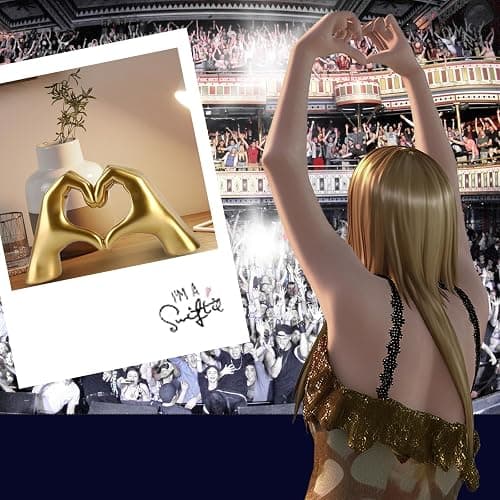 Gold Decor for Singer Fans Lover Merch Heart Hands Sculpture, Home Decor Living Room Accent Decor Love Statue for Bedroom Bookshelf Coffe Table Aesthetics Decorations Gifts for Women Mom Girlfriend thumbnail 3