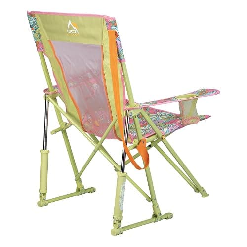 GCI Outdoor Comfort Pro Rocker Camping Chair | Portable Folding Rocking Chair with Durable Armrests & Drink Holder — Floral thumbnail 4