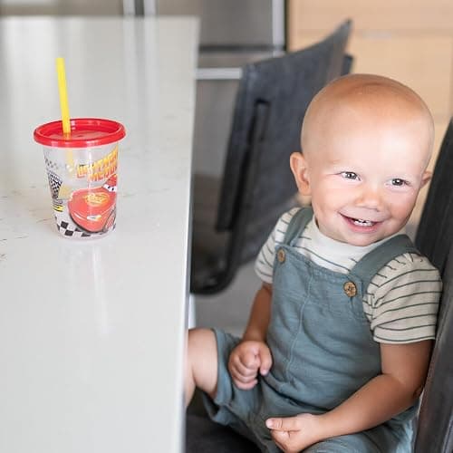 The First Years Cars Take & Toss Toddler Straw Cups Party Pack - Spill Proof Toddler Sippy Cups with Snap-On Lids and Straws - Kids Party Supplies - 10 Oz - 10 Count thumbnail 2