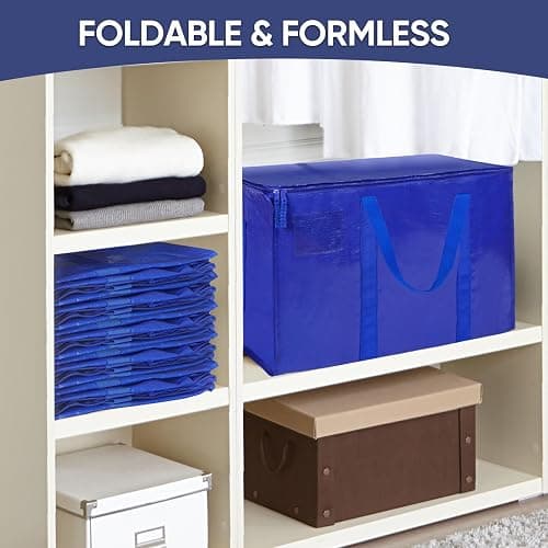 TICONN 6 Pack Extra Large Moving Bags Heavy Duty with Zippers & Carrying Handles, Durable Storage Bags Moving Boxes for Closet Organizers and Storage (6 Pack, Blue) thumbnail 8