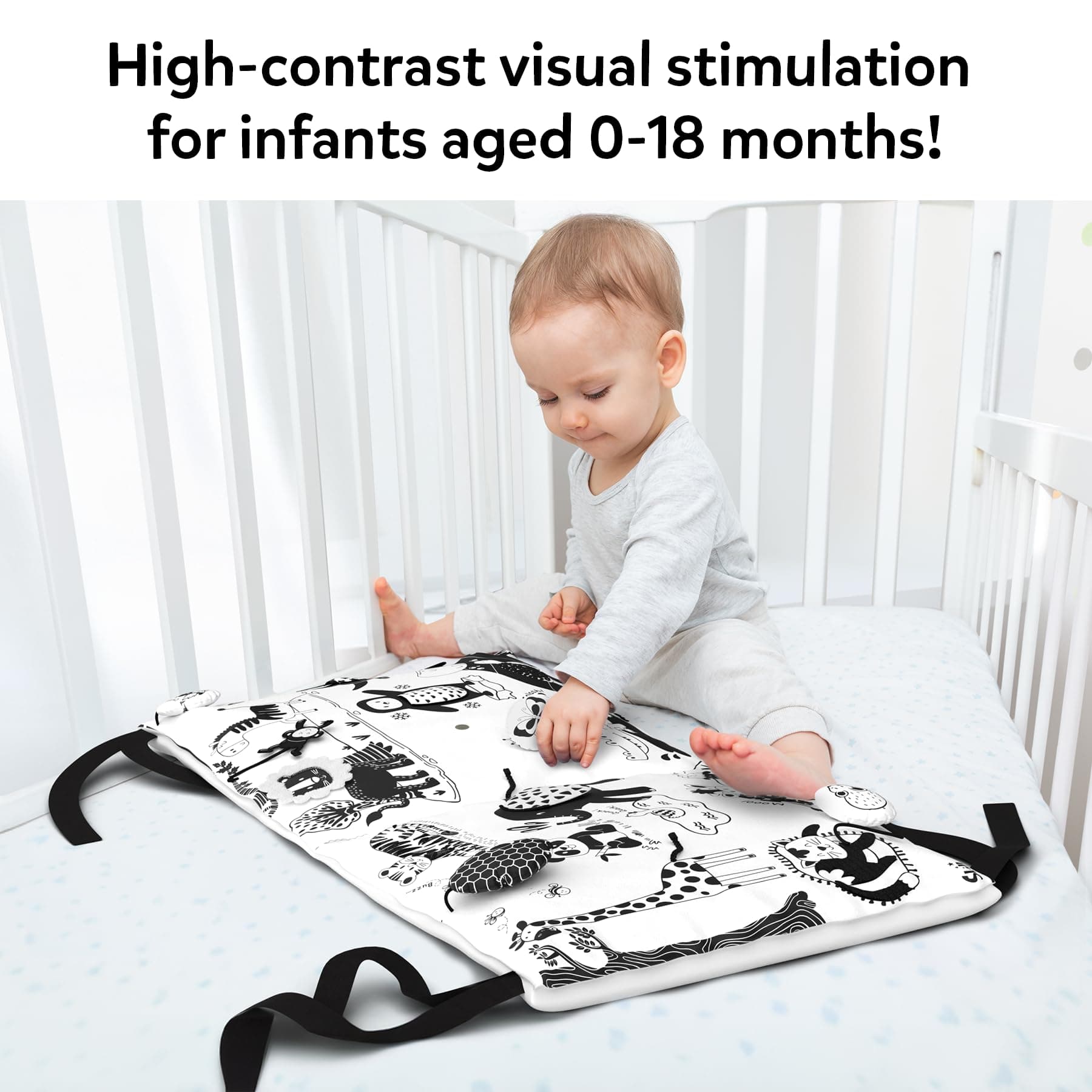 Skillmatics High Contrast Sensory Cloth Mat for Babies & Infants - Newborn Visual Stimulation, Observation Skills, Gifts for 0 to 18 Months, Multicolor thumbnail 4