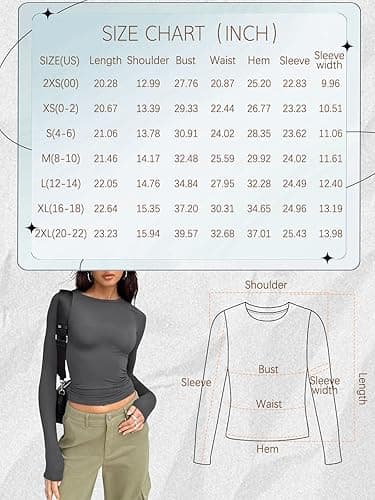 Trendy Queen Womens Long Sleeve Shirts Basic Tees Crop Tops Going Out Spring 2025 Workout Outfits Y2k Clothes - Small - Navy thumbnail 6