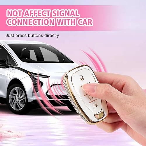Rislobx Key Fob Cover Fit for Chevy Key, Car Key Case Protector with Diamond Edge for Volt Bolt Spark Equinox Traverse Trax (Diamond G-White) thumbnail 4