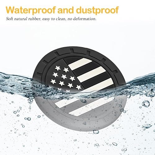Osilly Car Cup Holder Coasters, 4 Pack American Flag Insert Car Cup Coaster, 2.75 Inch PVC Anti Slip Shockproof Embedded Drink Mat, Car Interior Decoration Accessories for SUV, Truck (Black) thumbnail 3