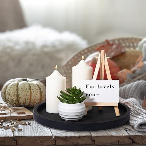 Silicone Bathroom Tray Round Vanity Tray Decorative Soap Holder Kitchen Countertop Organizer Coffee Table Decor for Candle, Perfume, Plant, 9 Inch, Black thumbnail 8